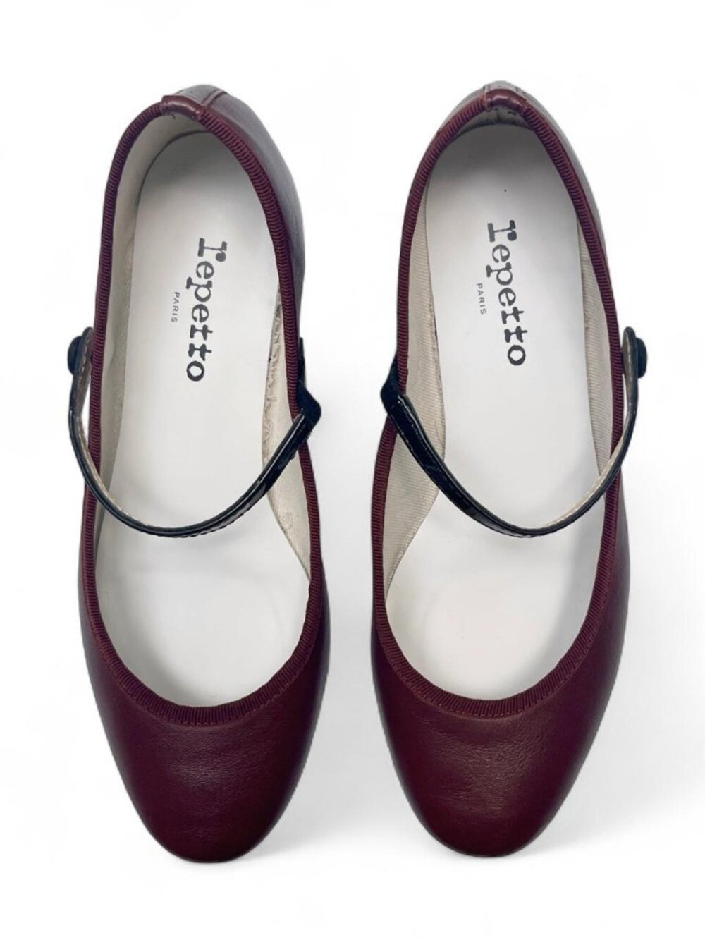 Repetto Rose Mary Jane Leather Heels in "Icone" Burgundy - Size 38 EU/7 US